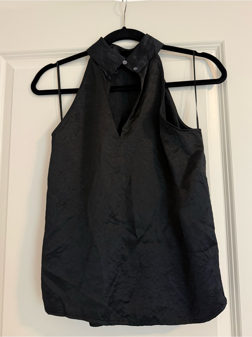 Women’s Black Silk Halter Neck Top - Picture 2 of 3